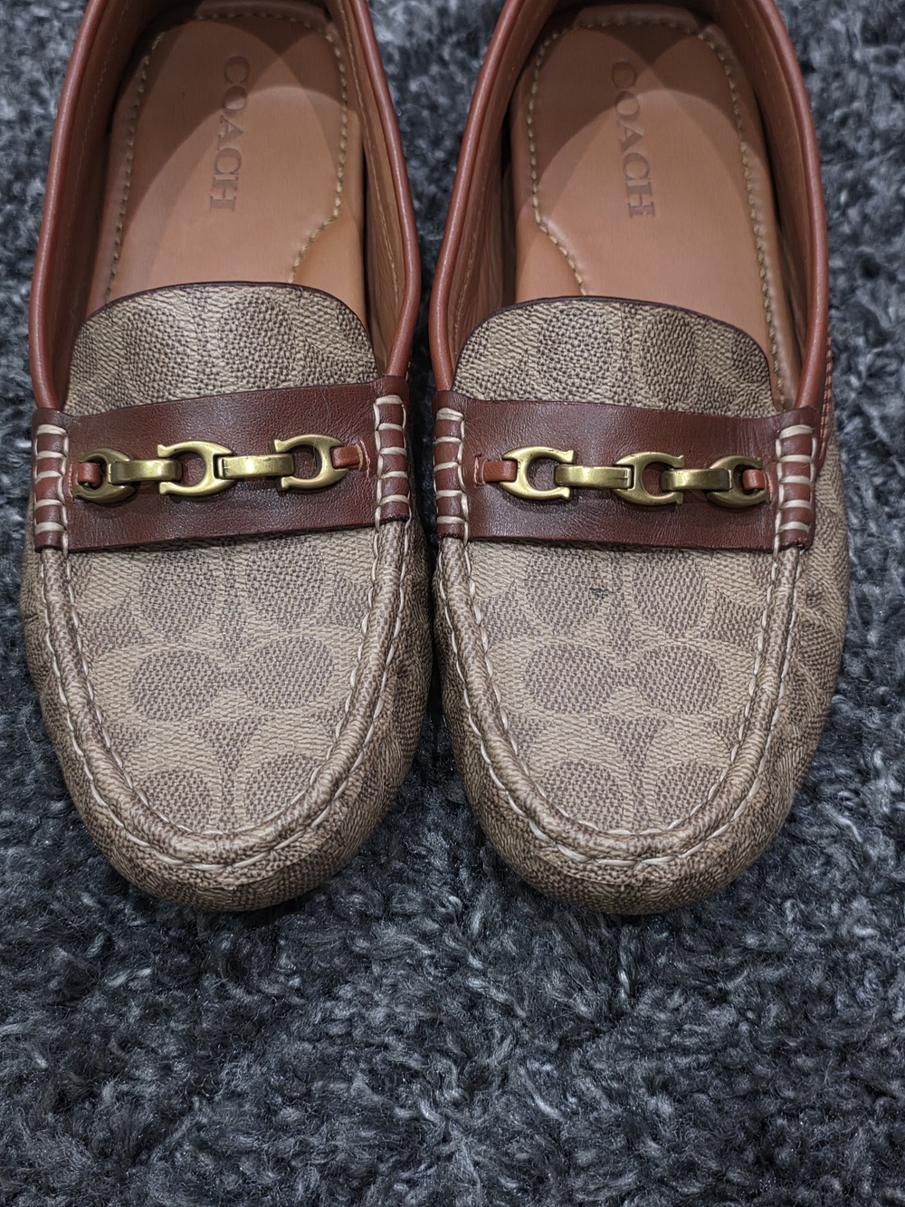 Coach Women’s Brown Signature Canvas Driving Loafers Size 11B - Picture 3 of 8